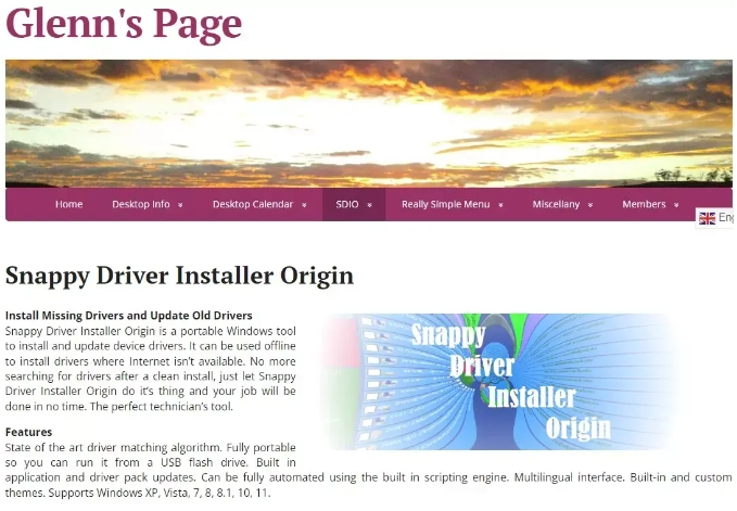 Snappy Driver Installer Origin 홈페이지