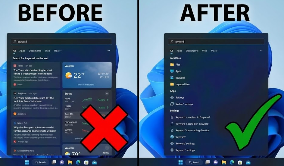 윈도우 11 검색창 '웹 검색 결과(Bing)' 끄는 방법 (설정엔 없음)