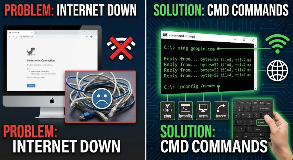 인터넷 끊김 해결! 필수 윈도우 네트워크 명령어 6가지 (Ping, Ipconfig 등)