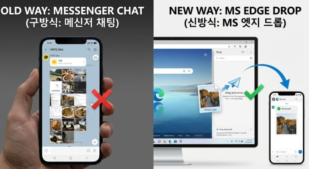 카톡 나에게 보내기 그만! MS 엣지 Drop 기능 200% 활용법