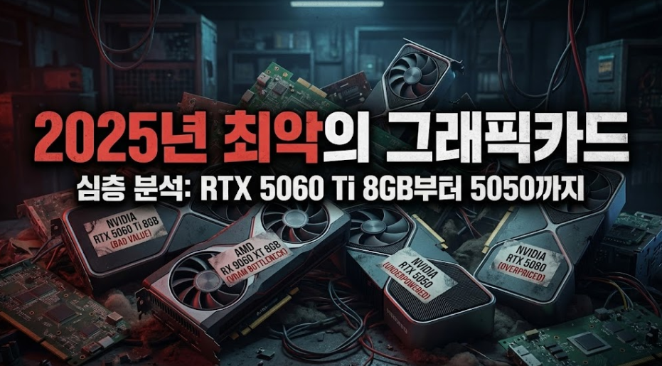 2025년 최악의 그래픽카드 선정: RTX 5060 Ti 8GB부터 5050까지 (심층 분석)