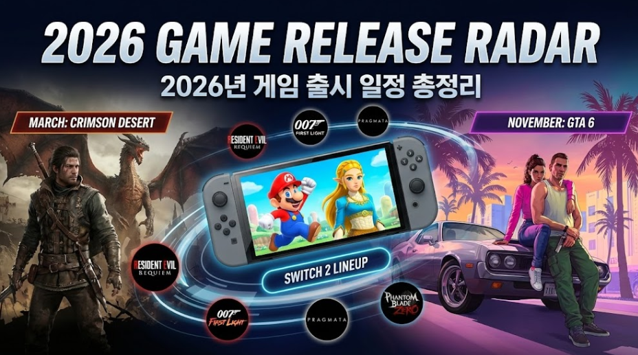2026년 게임 출시 일정 총정리: GTA 6부터 붉은사막, 스위치 2 라인업까지