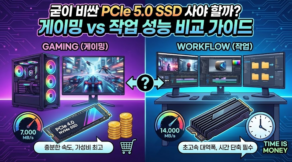 굳이 비싼 PCIe 5.0 SSD 사야 할까? 게이밍 vs 작업 성능 비교 가이드