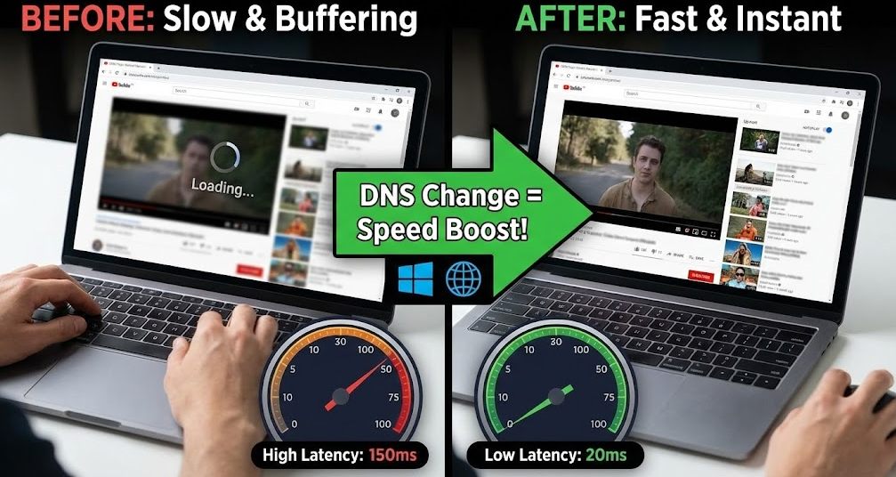 인터넷 속도 향상, 윈도우 DNS 설정 변경으로 1분 만에 해결하는 법