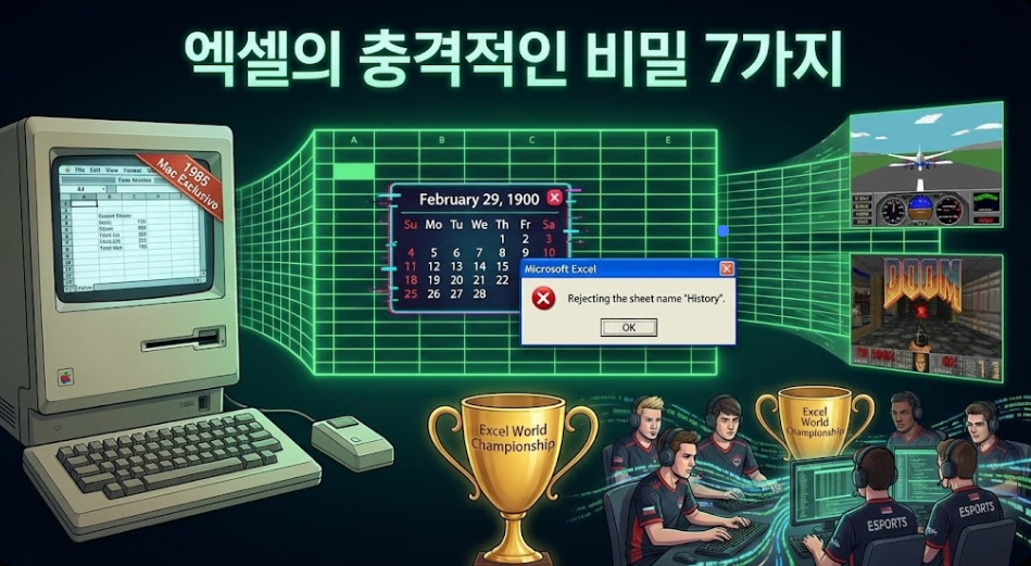 당신이 몰랐던 엑셀의 충격적인 비밀 7가지: 1900년 날짜 버그부터 e스포츠까