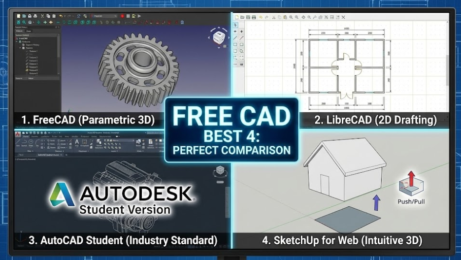무료 CAD 프로그램 추천 BEST 4: 오토캐드 대체부터 3D 모델링까지 완벽 비교