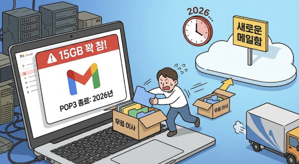 지메일 15GB 꽉 찼다면? 2026년 POP3 종료 전 '무료 이사' 서두르세요