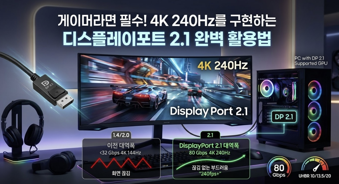 게이머라면 필수! 4K 240Hz를 구현하는 디스플레이포트 2.1 완벽 활용법