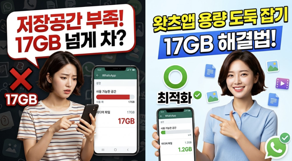 왓츠앱 저장공간 부족 해결! 17GB 넘게 차지하는 '용량 도둑' 잡는 법