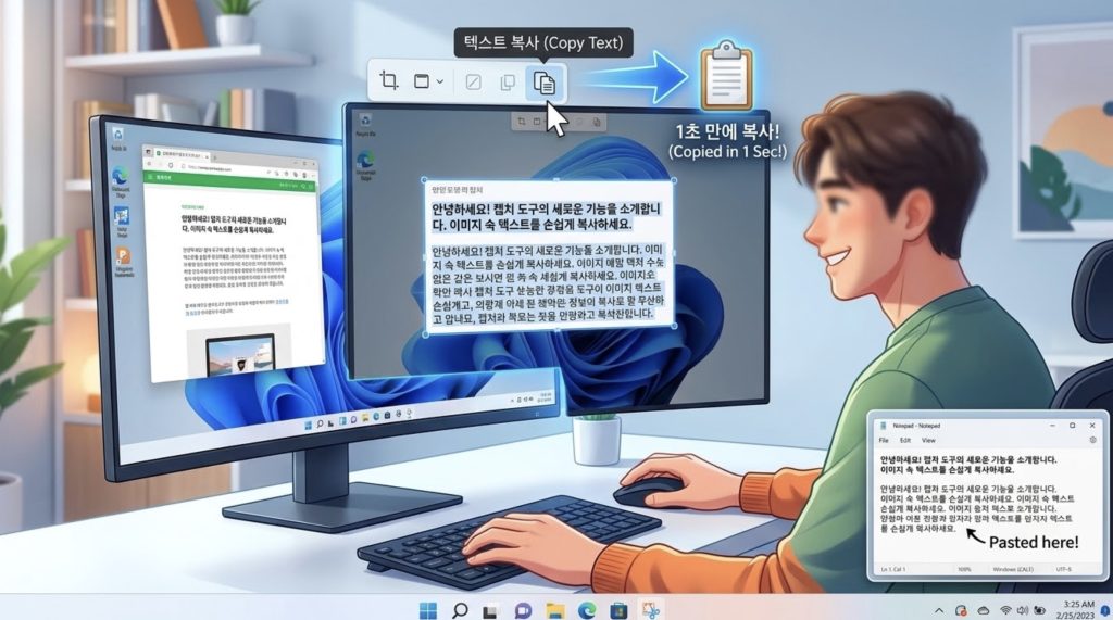 윈도우 11 캡처 도구의 변신! 이미지 속 텍스트 1초 만에 복사하는 법