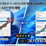 32년 만의 해방: 윈도우 11, FAT32 포맷 제한을 32GB에서 2TB로 전격 확대
